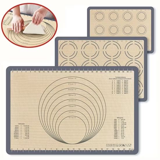 Silicone Baking Mat Set with Measurements